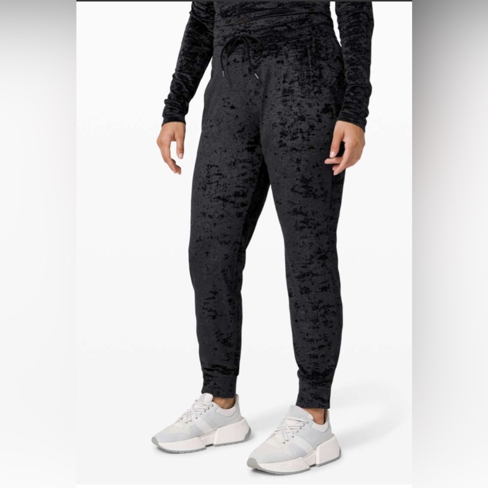 lululemon athletica Black Crushed Velvet Joggers